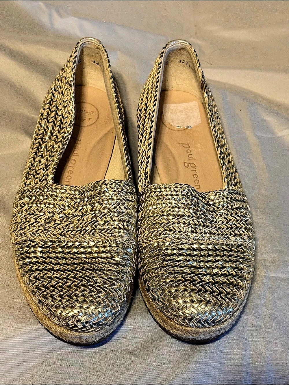Paul Green Woven espadrille metallic US 7.5